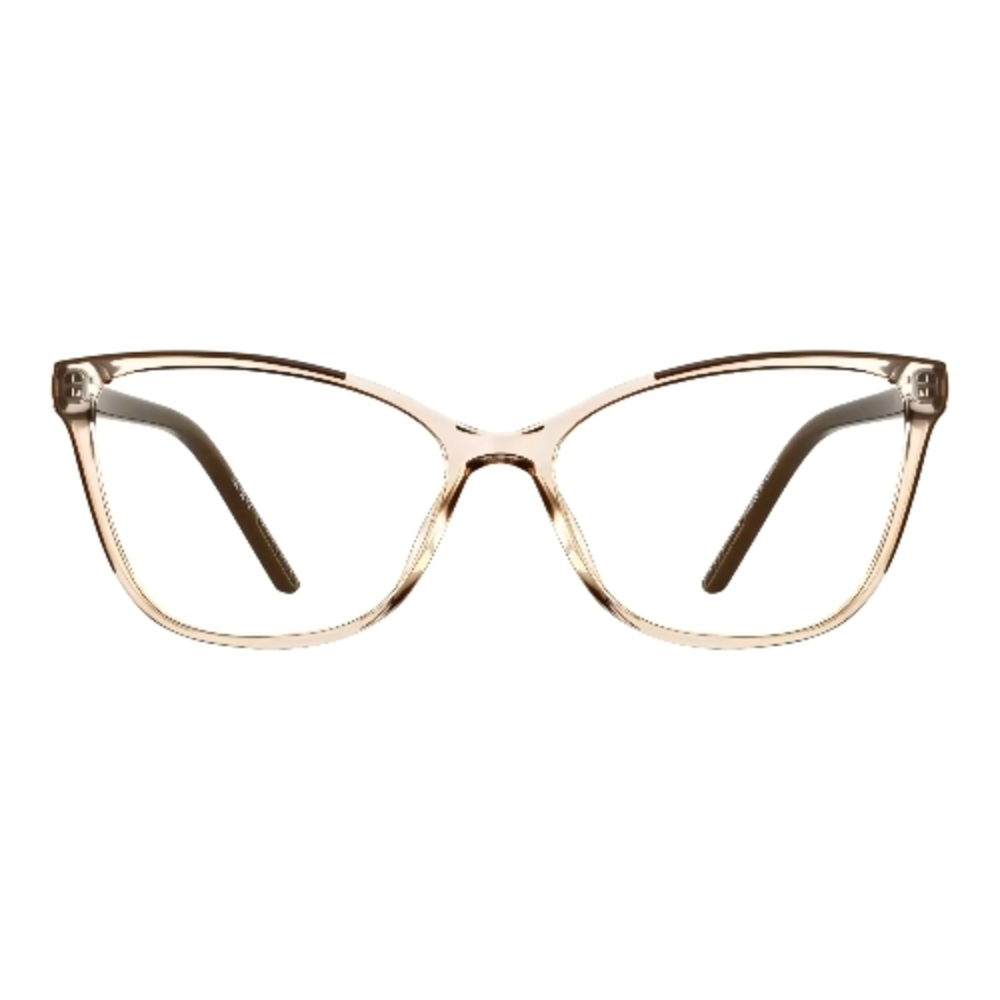Women's Clear Champagne Brown Cat-Eye Glasses Frames